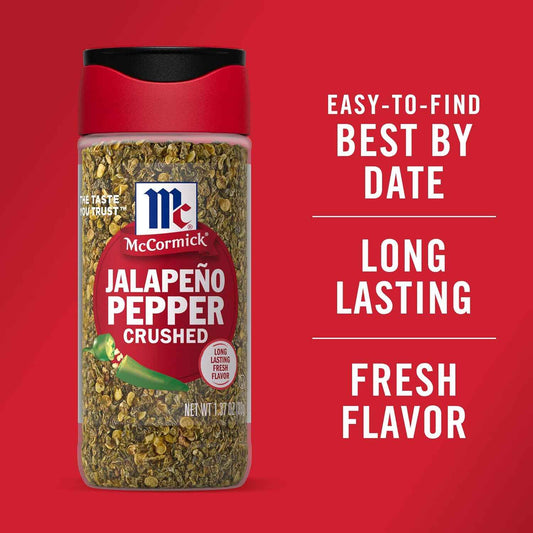 McCormick Crushed Jalapeño Pepper, 1.37 oz — Portable Spice for Patio Grilling and Outdoor Taco Bars, SnapTight Shaker