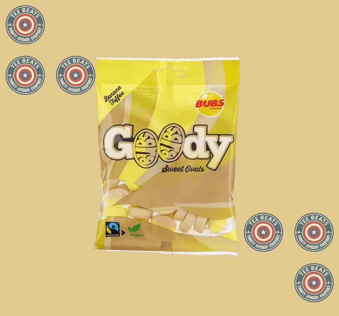 Bubs Goody Sweet Ovals Banana Caramel – Animal-Additive-Free Pick-and-Mix for Clean Ingredient Snacking, 2 x 90g
