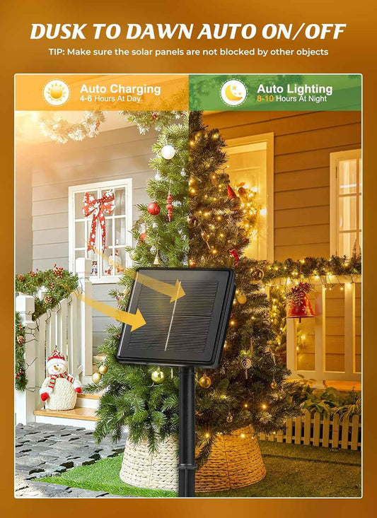 Brightown Solar Twinkle Lights 144ft Total Waterproof Outdoor String Lights, 8 Modes 400 LED for Pergola Deck Porch and Travel Trailer Canopy