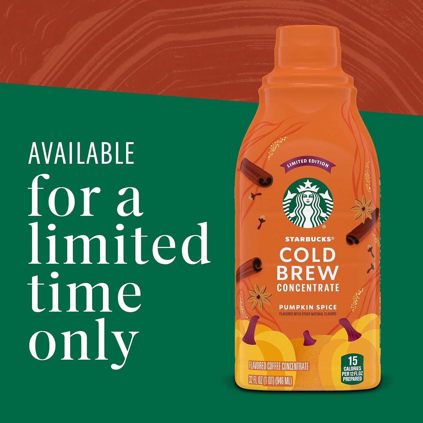 Starbucks Cold Brew Pumpkin Spice Concentrate – Backyard Patio Fall Drink, 32 oz Portable Multi-Serve