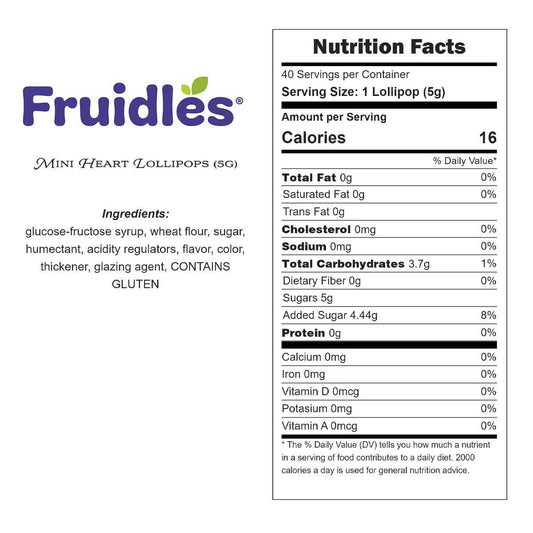 Fruidles Strawberry Heart Lollipops – Sweet Valentine's Day Gift for Her, Individually Wrapped Red Candy in Bulk
