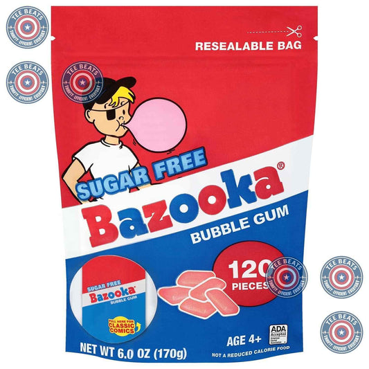 Bazooka Sugar-Free Bubble Gum Bulk – Fun Throwback Gift for Him and Her, Office Candy Dish and Care Package Treat, 120 Ct