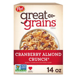 Great Grains Cranberry Almond Crunch Cereal – Kid-Friendly Whole Grain Breakfast Cereal for Family Bowls, 14 oz Box