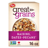 Post Great Grains Raisins Dates Pecans Cereal – Quick Whole Grain Breakfast for Busy Office Mornings, 16 oz Box