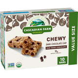 Cascadian Farm Organic Dark Chocolate Chip Granola Bars – Whole Grain Snack for Balanced Eating Habits, 12.3 oz Pack