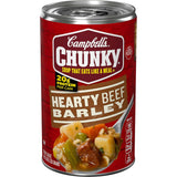 Campbell's Chunky Hearty Beef and Barley Soup, 18.8 Oz Can – Filling Nutritious Lunch for Gym Bag Meal Prep