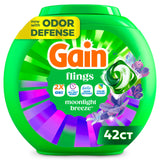 Gain Flings Moonlight Breeze Laundry Pacs – Family-Safe Laundry Pods for Kids' Bedroom & Mudroom, 4-in-1 Odor Defense
