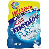 Mentos Pure Fresh Sugar-Free Chewing Gum with Xylitol, Fresh Mint, 120 Piece Bulk Resealable Bag for Open-Office Shared Pantry Stocking