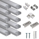 hunhun 10-Pack 1m U-Shape LED Aluminum Channel Milky Cover – Clean Recessed Lighting for Minimalist Kitchen Under-Cabinet and Floating Shelves