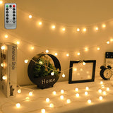 ZIMINGU LED Ball String Lights – Flameless Cool Touch Fairy Lights Safe for Kids and Pets, USB Powered Warm White Globe Lights