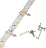 LuminEdge Strip Light Fixing Clips – Living Room Cove and Shelf LED Mounting Hardware, 100 Clear Brackets