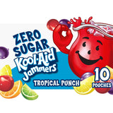 Kool-Aid Jammers Tropical Punch Zero Sugar Pouches, 10 ct Box, Picnic and Park Outing Drink for Kids