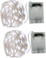 LUMIO Portable Fairy Lights 2-Pack for Patio and Camping – Battery Operated Silver Wire LED String Lights 16.4ft Warm White, No Outlet Needed