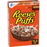 REESE'S PUFFS Chocolatey Peanut Butter Cereal – Quick Desk Snack for Office Breakroom and Focus Mornings