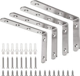 YUMORE L Bracket – Clean Line Stainless Steel Corner Brace for Uncluttered Floating Shelves, Brushed Nickel, 4 Pack