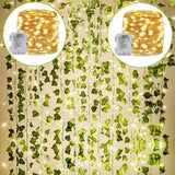 KASZOO Waterproof Artificial Ivy Garland with LED Lights – 84ft Outdoor Greenery for Patio and Garden Trellis