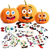 BainGsek 56 Funny Pumpkin Stickers for Kids – No-Knife Decorating Activity for Family Halloween and School Parties