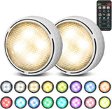 Brilliant Evolution Wireless Stick On Puck Lights – Living Room Aesthetic Accent Lighting with 14 Colors