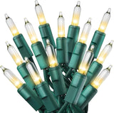 PREXTEX 100 Count Incandescent Clear Lights – Living Room Holiday Decor with Green-Coated Wire That Blends Into Branches and Mantels