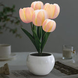 Tulip LED Table Lamp – Pink Artificial Flower Centerpiece for Living Room and Bedroom Decor