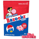 Bazooka Bubble Gum Sugar-Free Chewing Gum – Safe Little League Dugout Snack for Baseball Team Parents, 100-Ct Resealable Pouch