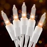 Brightown UL Certified Outdoor Mini Lights 50 Count White Cord – Connectable 2700K Strand for Camping Setup, Patio Dining & Backyard Decor