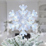 Brightown 3D Snowflake Christmas Tree Topper – Cozy Bedroom and Family Room Holiday Centerpiece, Built-in 15 Cool White Bulbs