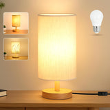 Housewarming Gift Table Lamp for New Homeowners, Linen Shade Wood Base with LED Bulb