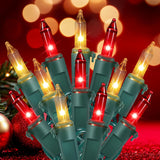 Hopolon Red Mini String Lights 2-Pack – Cozy Bedroom Aesthetic Decor, 13ft Incandescent Bulbs for Living Room and Mantel