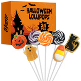 Yumzo Halloween Lollipop Suckers 24 Pack – Festive Candy Gift Set for Trick or Treat Favor Bags and Party Hostess Gifts
