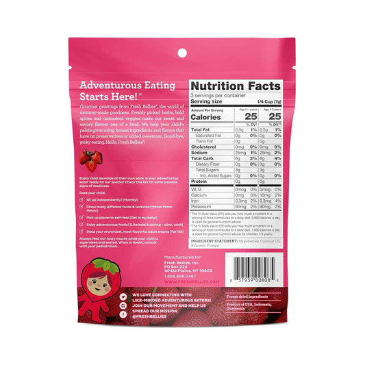 Fresh Bellies Freeze-Dried Strawberry Balsamic Snack Pouches – Healthy Toddler Snack for Daycare and Stroller Outings