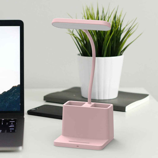 AXX Cute Desk Lamp Pink – Cozy Valentine's Day Gift for Women, Rechargeable Gooseneck Light for Bedroom and Dorm