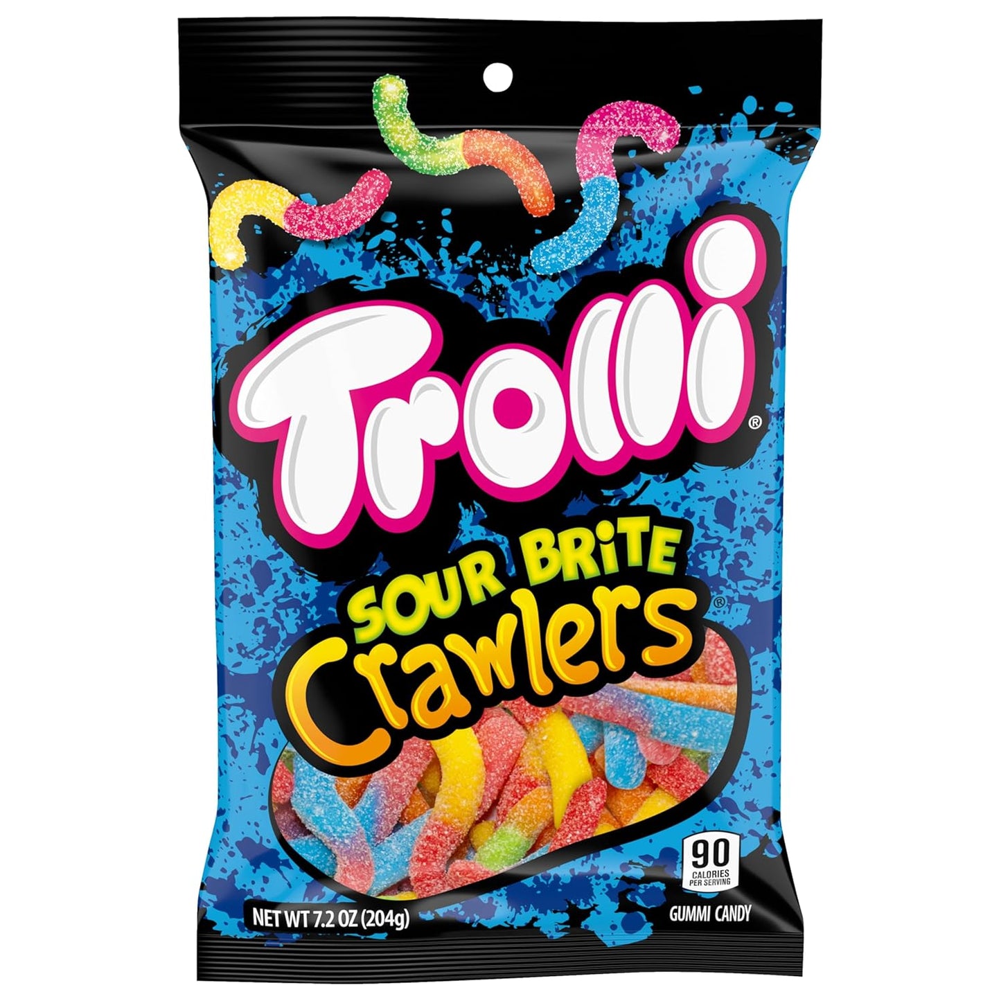 Trolli Sour Brite Crawlers Sour Worms – Resealable Travel Candy for Road Trips, Day Hikes and Outdoor Adventures, 7.2 oz