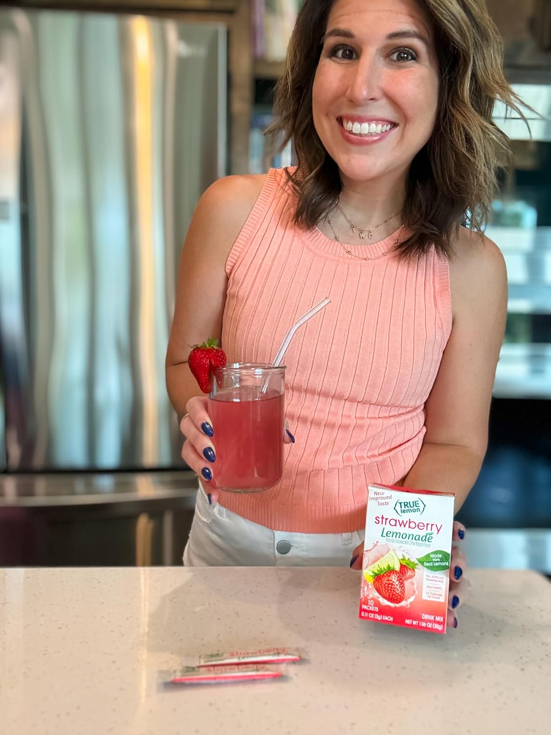 True Citrus True Lemon Strawberry Lemonade Drink Mix – Desk Side Hydration for Busy Professionals