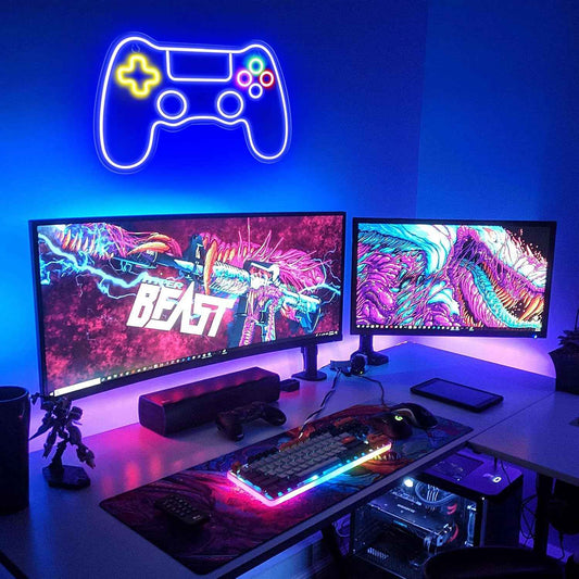 Kavaas Gamer Neon Sign – Modern LED Wall Art for Gaming Room and Home Office, Vibrant Gamepad Accent Light