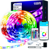 Lumiglow Smart LED Light Strips 100ft – Cuttable RGB Strip Lights for Living Room Ceiling and Stair Accent Lighting