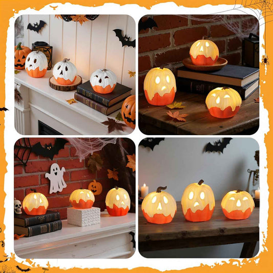 Halloween Decorations Light Up Ghost Pumpkin Set of 3 – Thoughtful Hostess Gift for Women Who Love Seasonal Home Styling