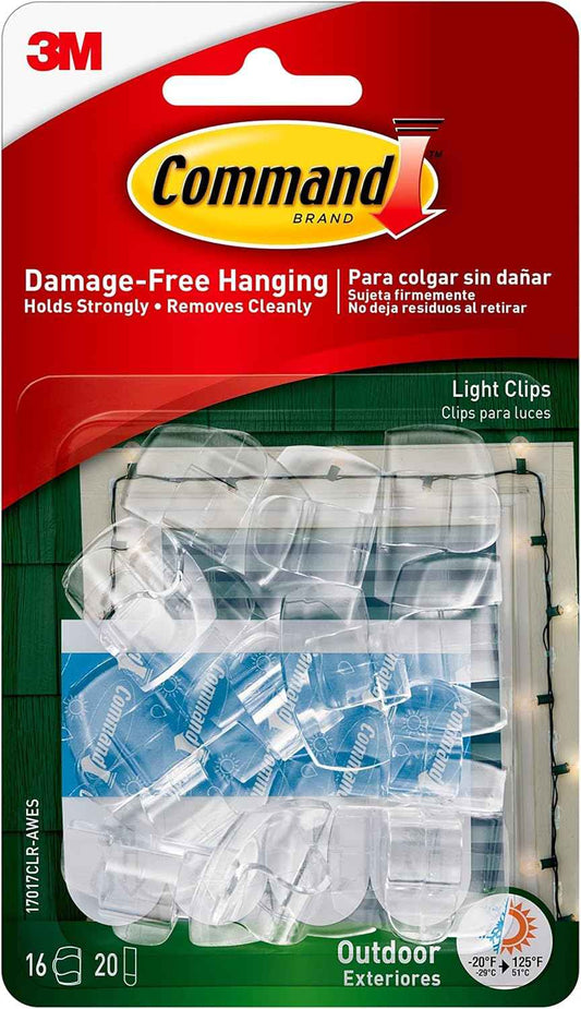 Command Outdoor Light Clips for Ladder-Safe Holiday Setup, No Nails or Tools Required, Clear