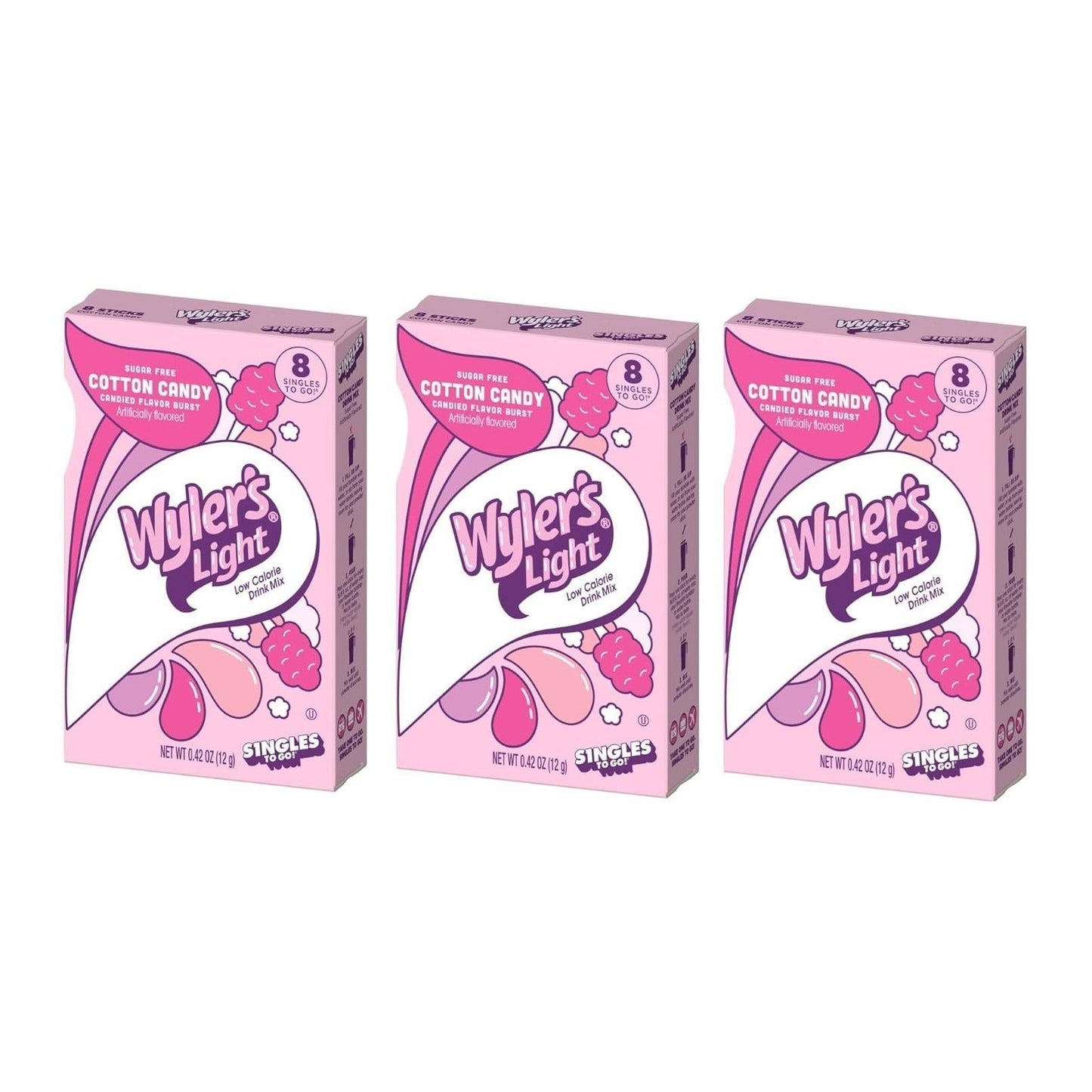 Wyler's Light Cotton Candy Flavor Packets - Fun Low Calorie Drink Mix for Birthday Party Tables and Soccer Sidelines