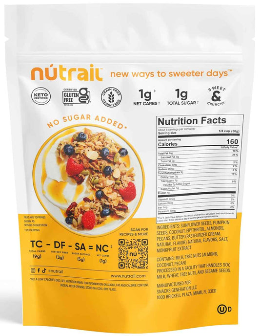 NuTrail Honey Nut Granola – Resealable Trail Snack for Camping and Hiking