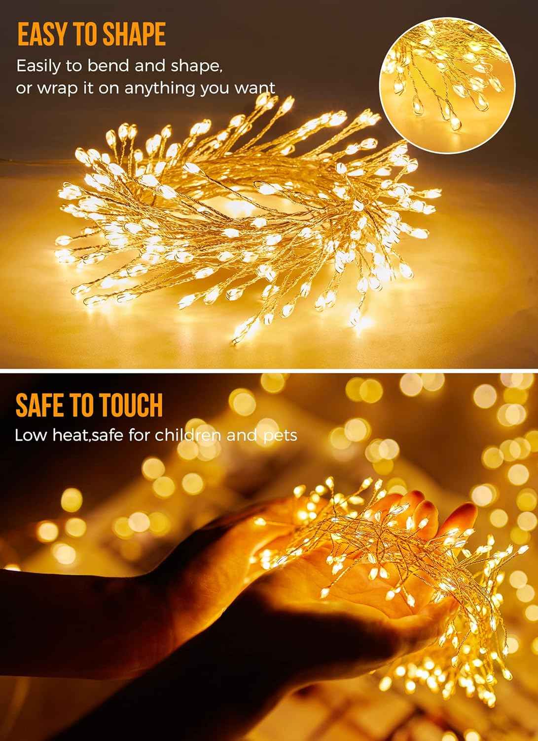 Brightown Battery Fairy Lights for Living Room Ambiance – 10ft Flexible Copper Wire String Lights with Warm White Glow for Cozy Home Styling
