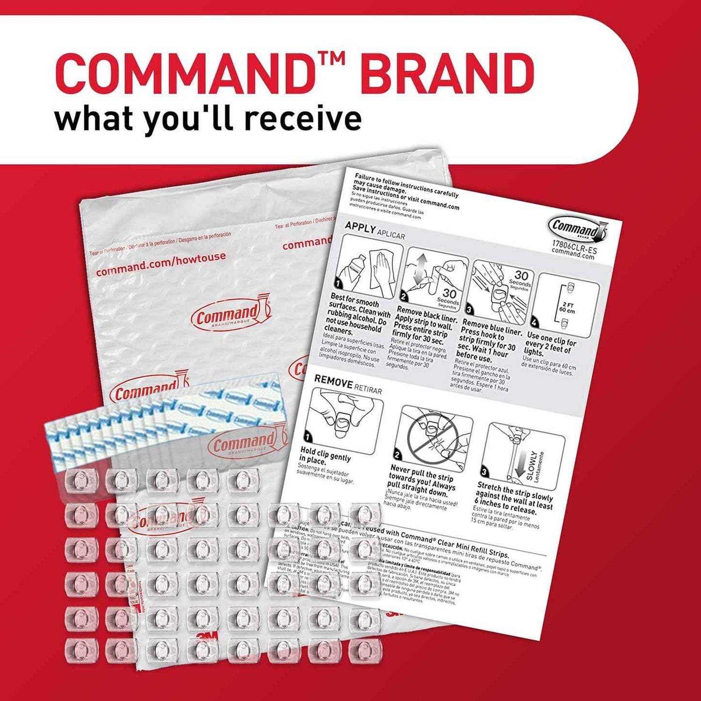 Command Secure Light Clips for Dorm and Bedroom Safety, Damage-Free Adhesive Mounting for String Lights