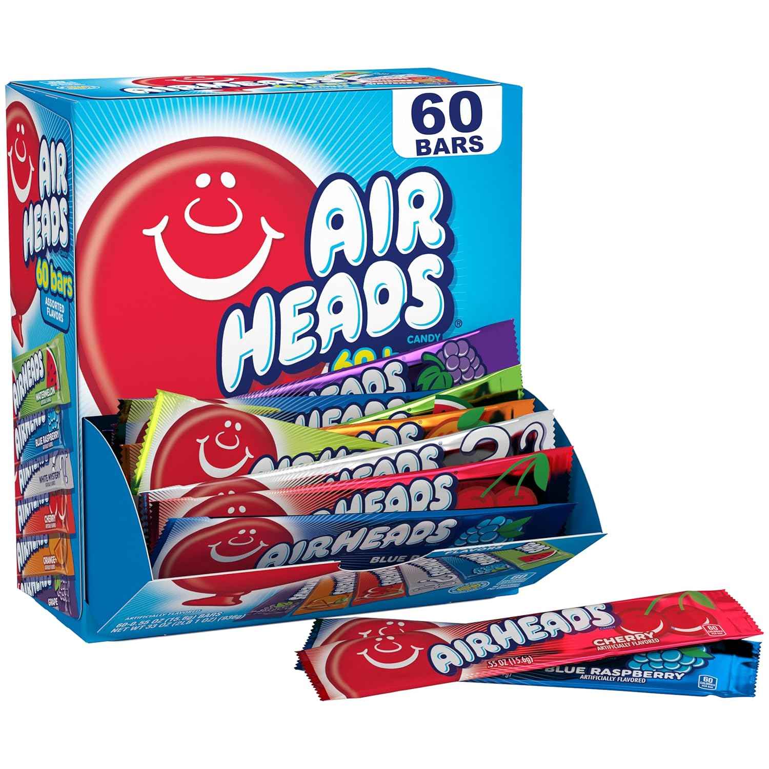 Airheads Sour Taffy Bars Bulk Pack – Worry-Free Party Favors and Halloween Bowl Candy for Nut-Free Households