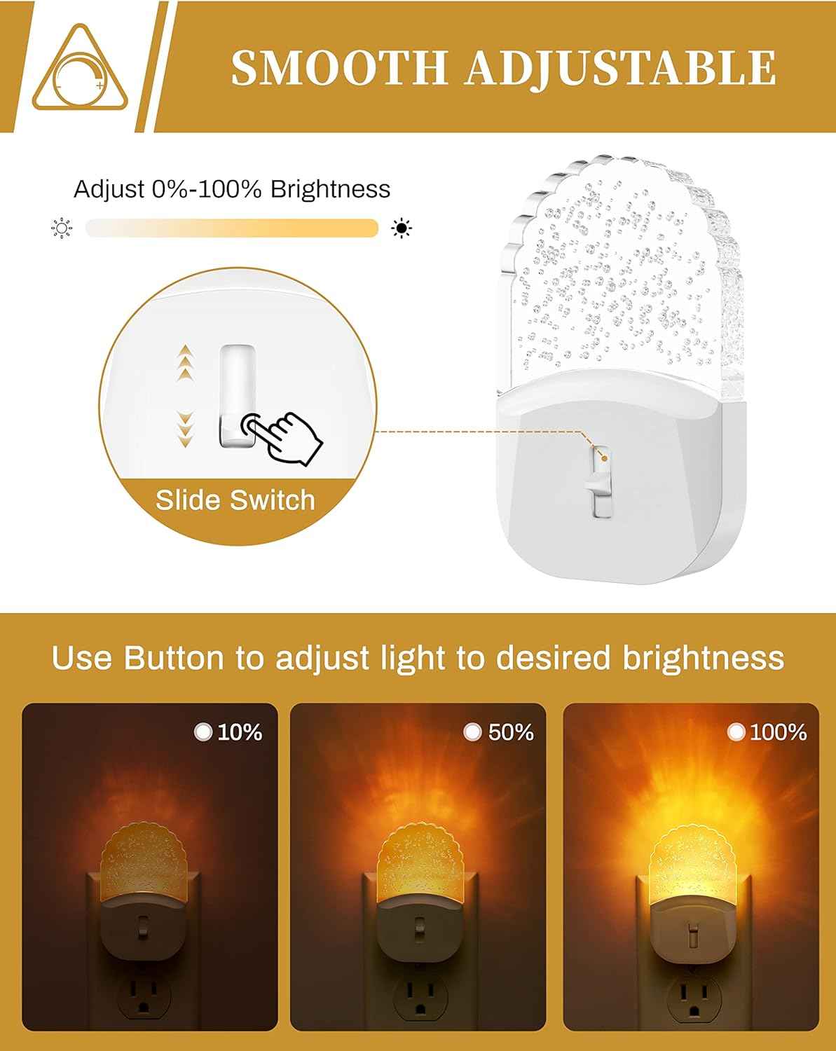 LuminGlow Bubble Night Light – Nursery and Kids Room Sleep Light, 1800K Amber LED 2-Pack