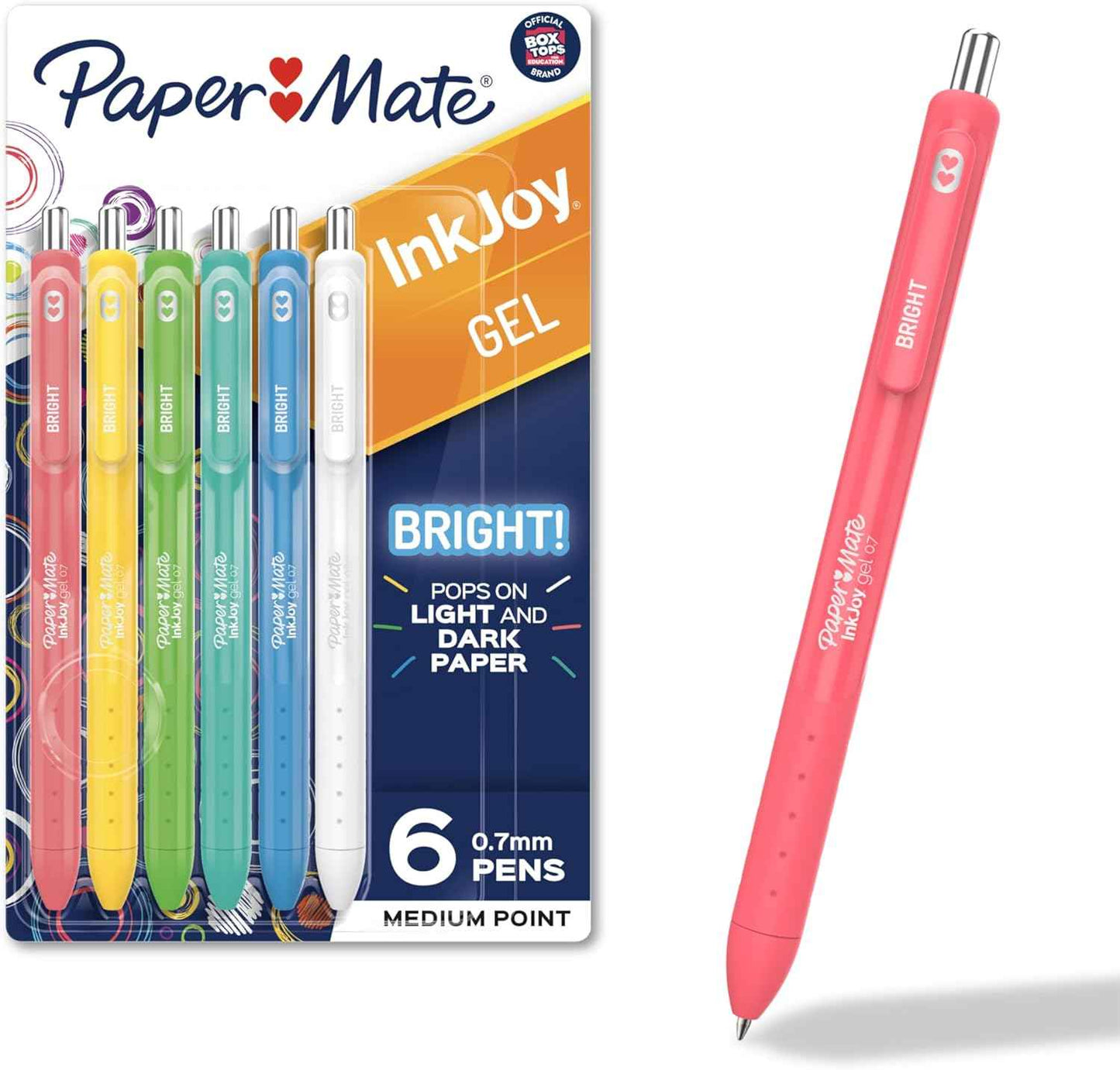 Paper Mate InkJoy Bright Gel Pens – Thoughtful Gift for Journal Lovers, Assorted Vivid Gel Pens 6-Pack