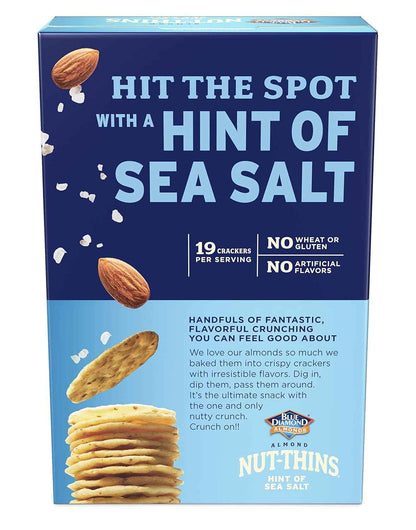Blue Diamond Almonds Nut-Thins Hint of Sea Salt – Resealable Road Trip Cracker for Backseat Snacking