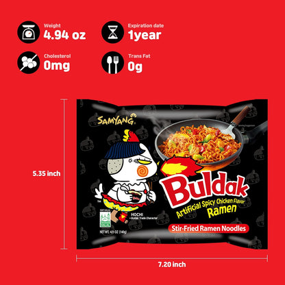 Samyangg_Buldak_Spicy_Chicken_Ramen_Noodle_Korean_Stir-Fried_Ramen,_Original_Flavor,_Pack_of_5