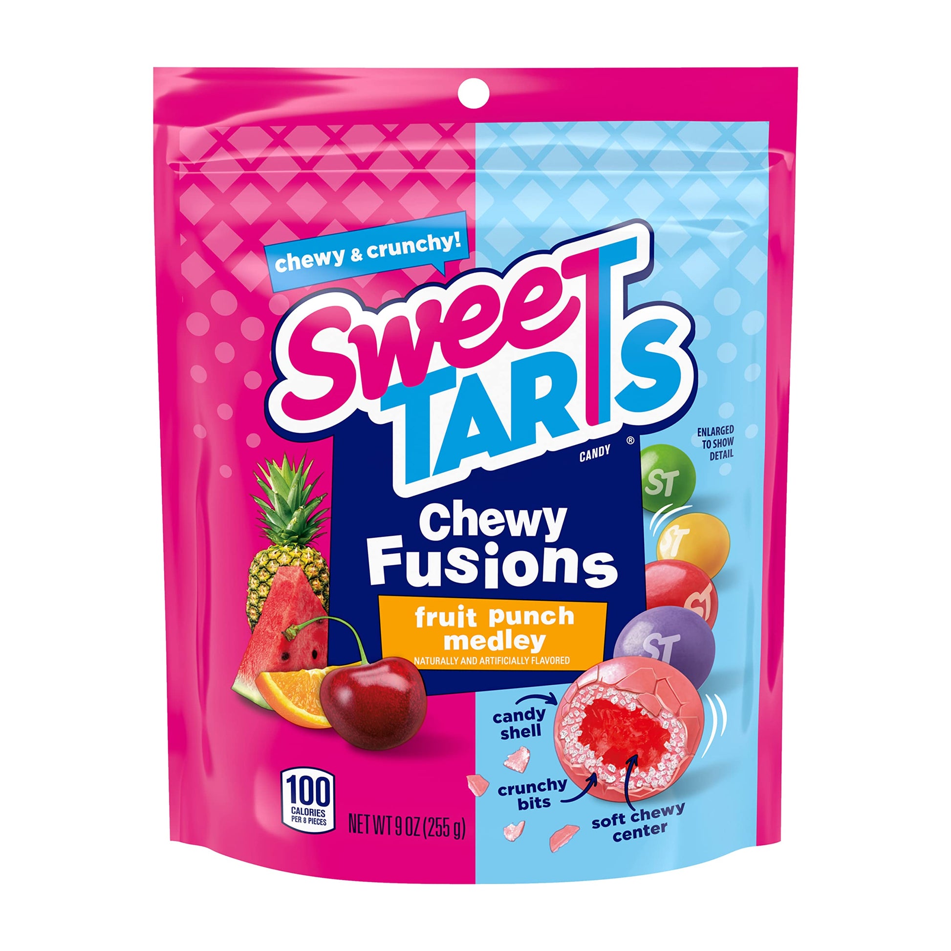 SweeTARTS_Chewy_Fusions_Candy,_Fruit_Punch_Medley,_9_Ounce_Snack_Bonbon_Tangy_Strawberry_Cherry_Berry