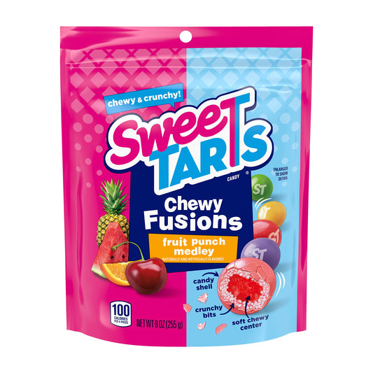 SweeTARTS_Chewy_Fusions_Candy,_Fruit_Punch_Medley,_9_Ounce_Snack_Bonbon_Tangy_Strawberry_Cherry_Berry