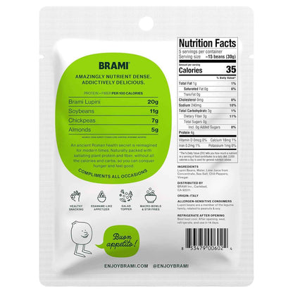 BRAMI Chili & Lime Lupini Beans – Heat-Stable Travel Snack for Hiking and Flights, 0g Net Carbs Vegan